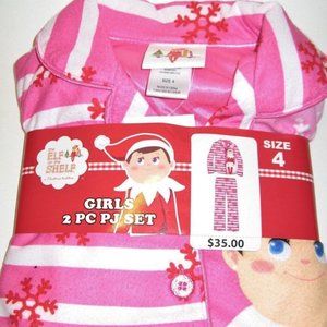 NEW Elf On The Shelf Stripe Snowflake Button Up Flannel Pajamas 4